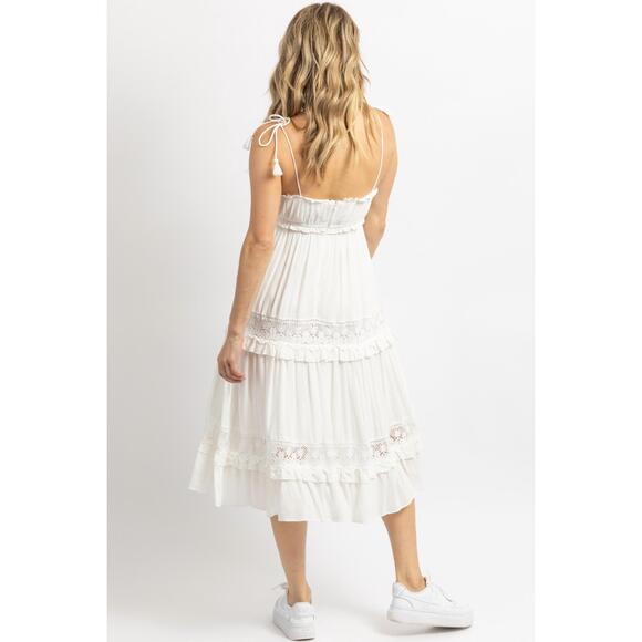 NEW DAY + MOON boho tassel tie midi dress in white - Picture 6 of 6